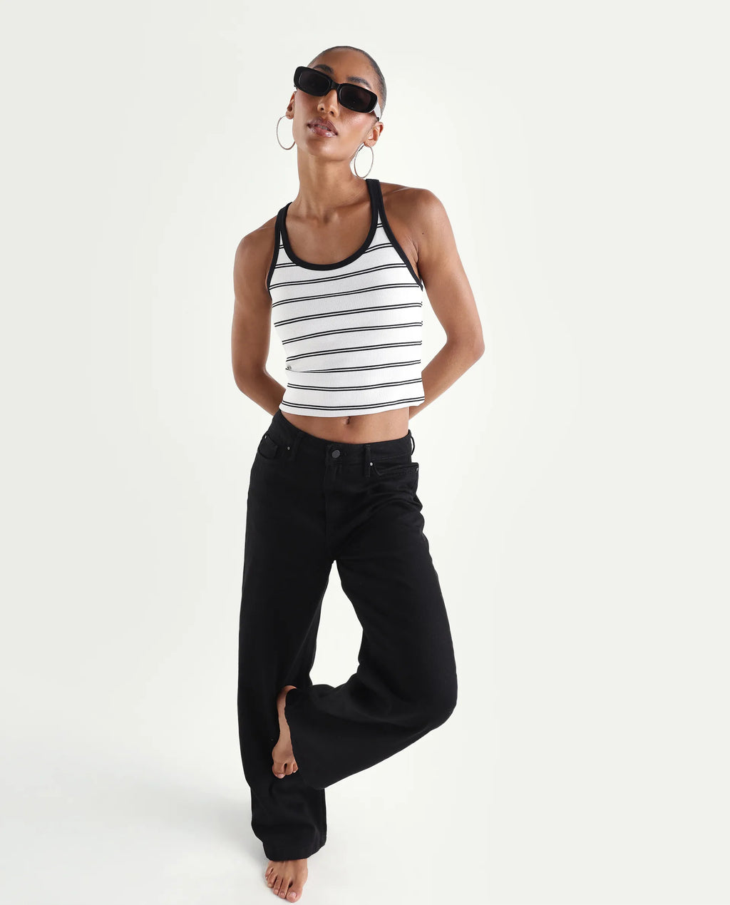 Rareism Women's Denmy Black Cotton Straight Plain Jeans
