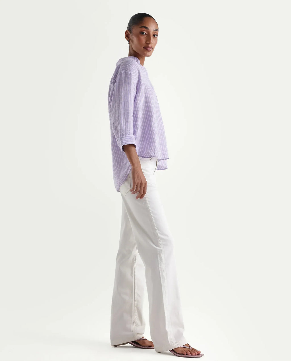 Rareism Women's Denby Off White Cotton Blend Straight Plain Jeans