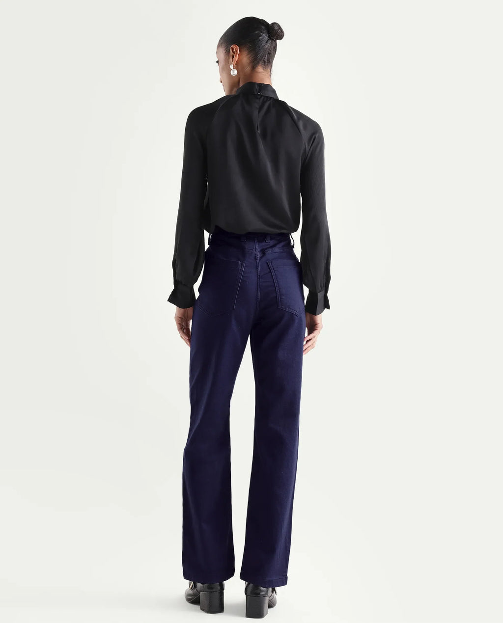 Rareism Women's Denly Navy Cotton Blend Straight Plain Jeans