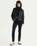 Rareism Women's Denzo Black Cotton Blend Skinny Plain Jeans