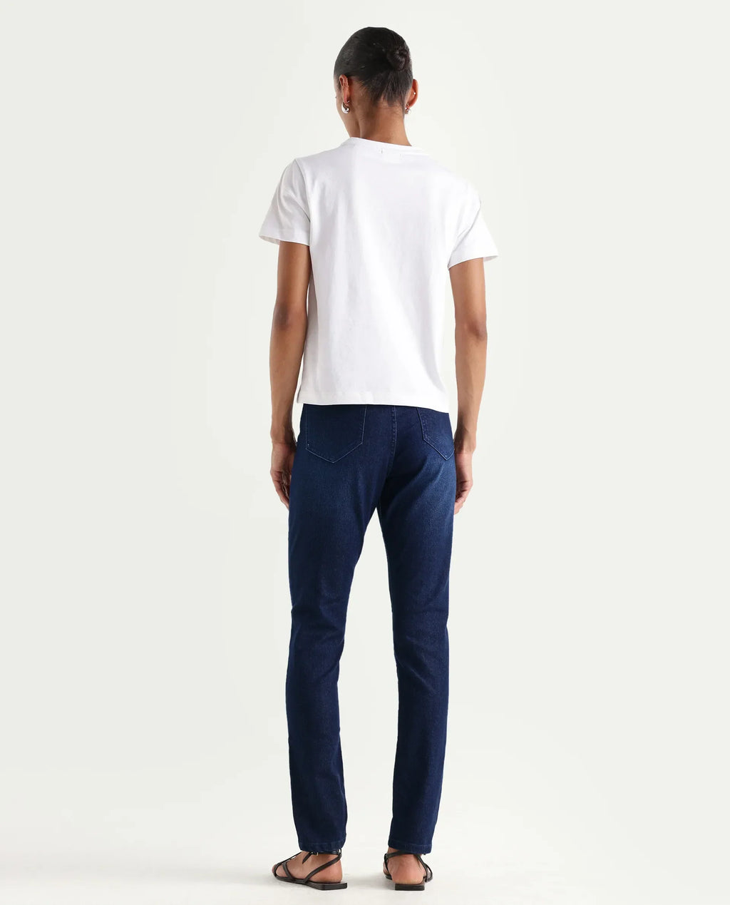Rareism Women's Denvo Blue Cotton Blend Skinny Plain Jeans