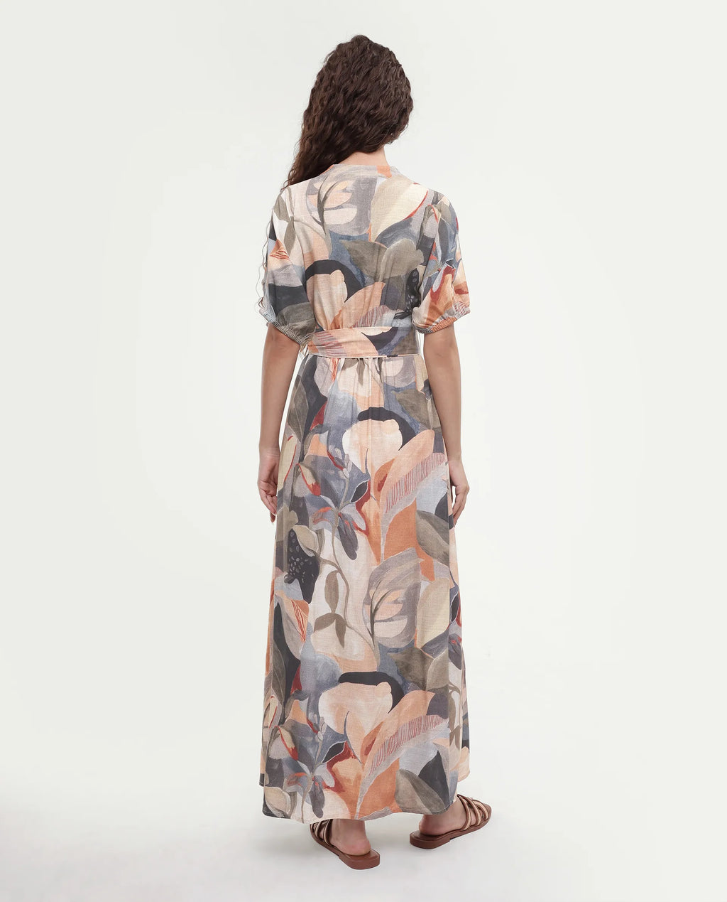 Rareism Women's Arnai Multi Viscose V-Neck A-Line Abstract Print Dress