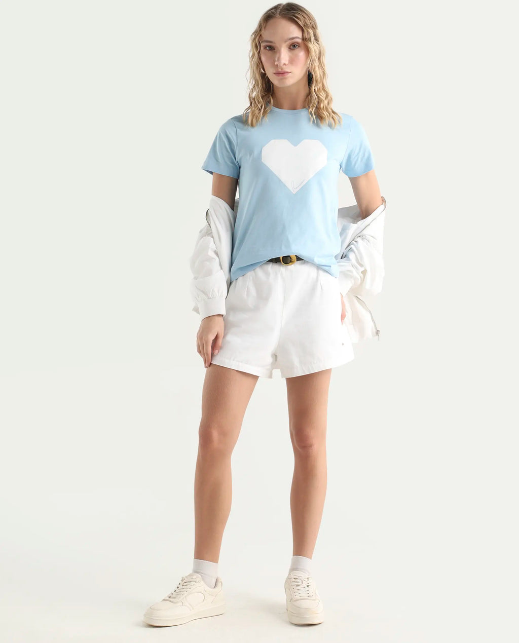 Rareism Women's Bhax Light Blue Cotton Crew Neck Typography Print Regular Fit T-Shirt