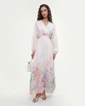 Rareism Women's Preger Multi Polyester V-Neck Floral Print Midi Fit And Flare Dress