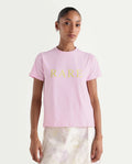 Rareism Women's Zhane Light Pink Cotton Crew Neck Pull-On Regular Typography Print T-Shirt