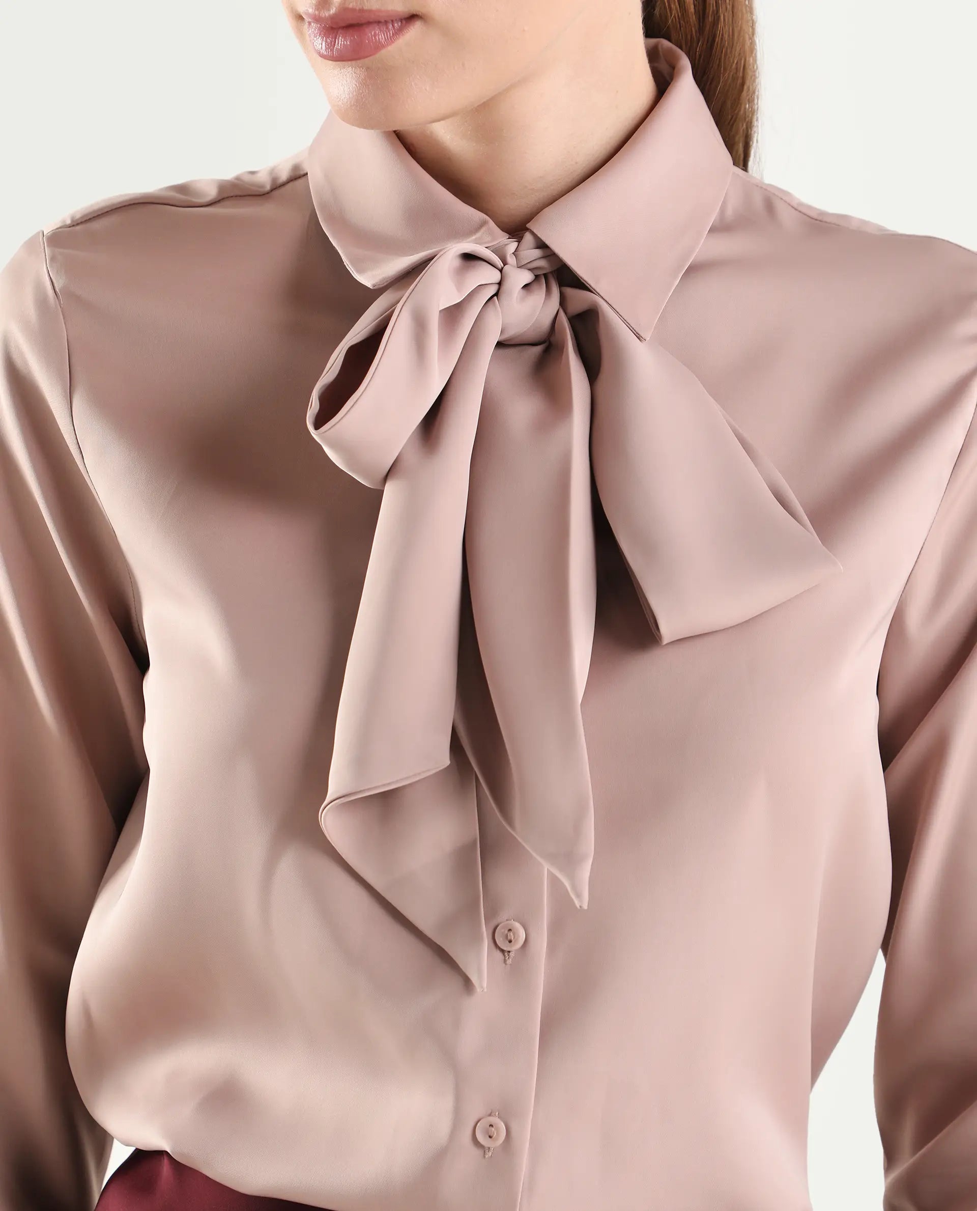 Rareism Women's Aviol Pink Polyester Full Sleeve Regular Fit Plain Top