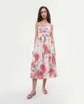 Rareism Women's Cirius Multi Tube Neck Fit And Flare Printed Midi Dress