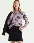 Rareism Women's Rozie Light Pink Nylon Crew Neck Relaxed Fit Sweater