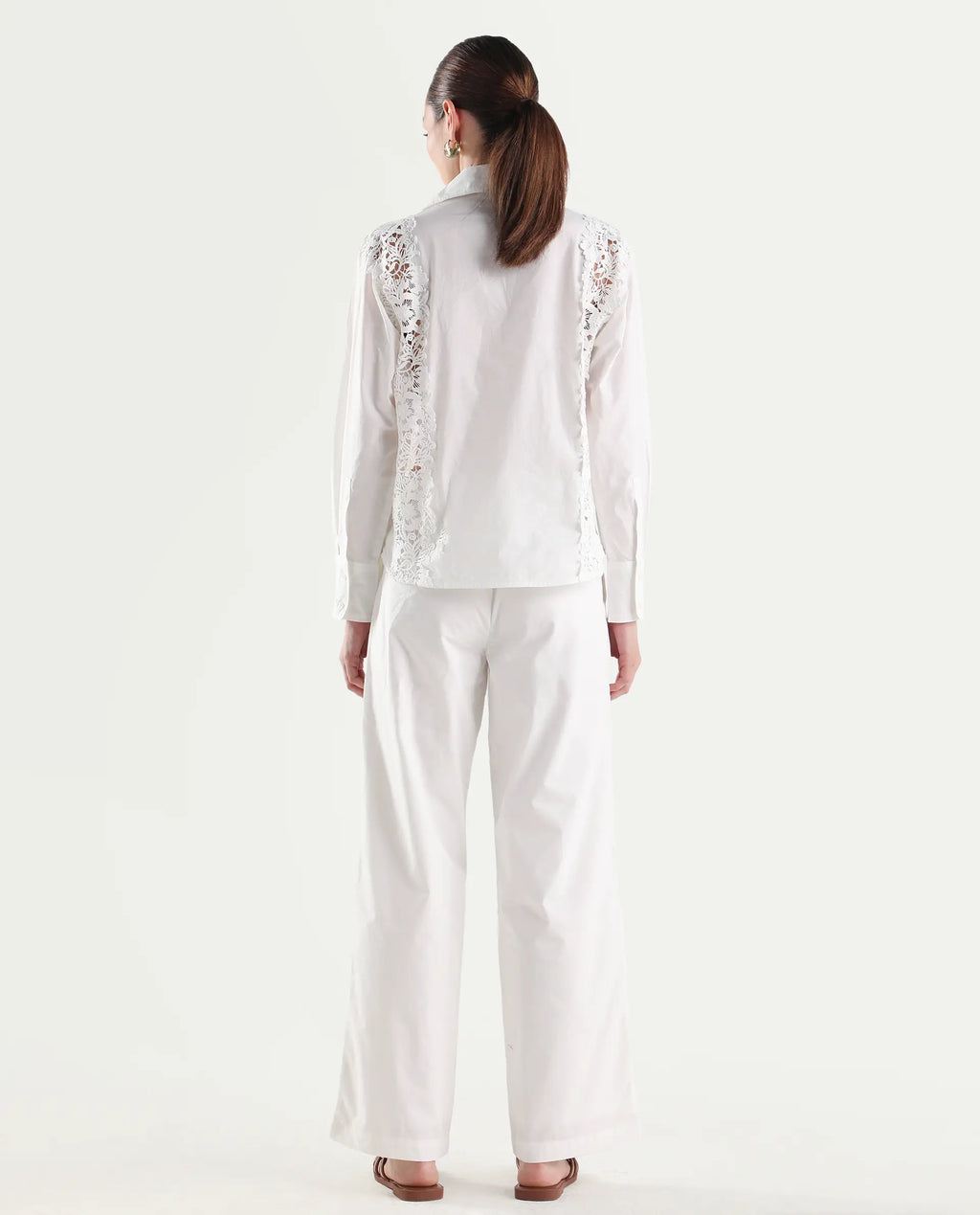 Rareism Women's Mysa-B Off White Cotton Straight Plain Trouser