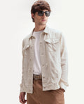Rare Rabbit Men's Azove-T Beige Cotton Blend Fabric Regular Fit Plain Shacket