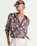 Rareism Women's Alor Brown Polyester Full Sleeve Spread Collar Relaxed Fit Printed Shirt