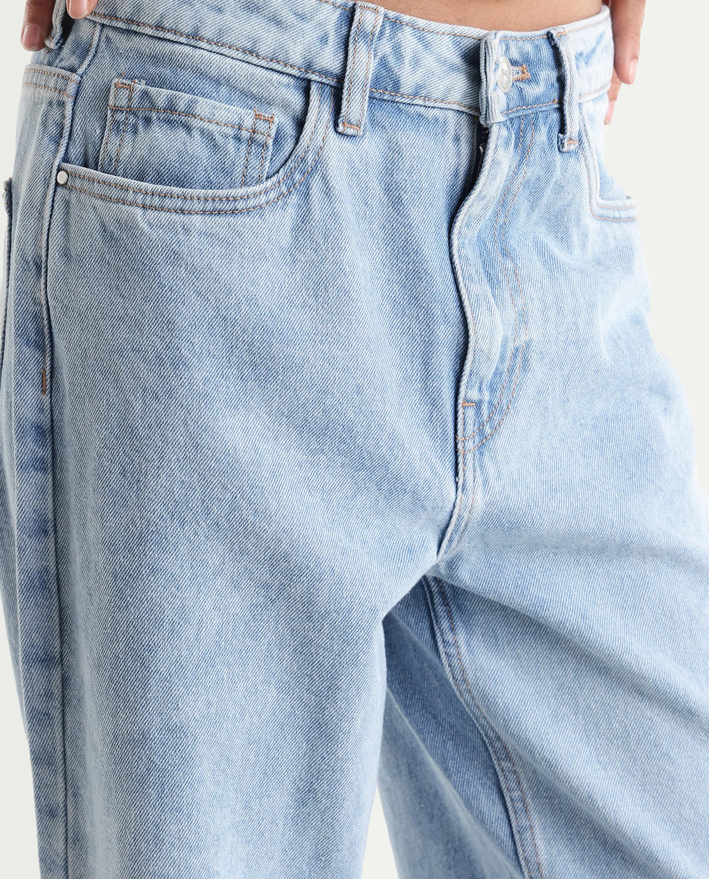 Rareism Women's Strefin Light Blue Cotton Straight Fit Plain Jeans