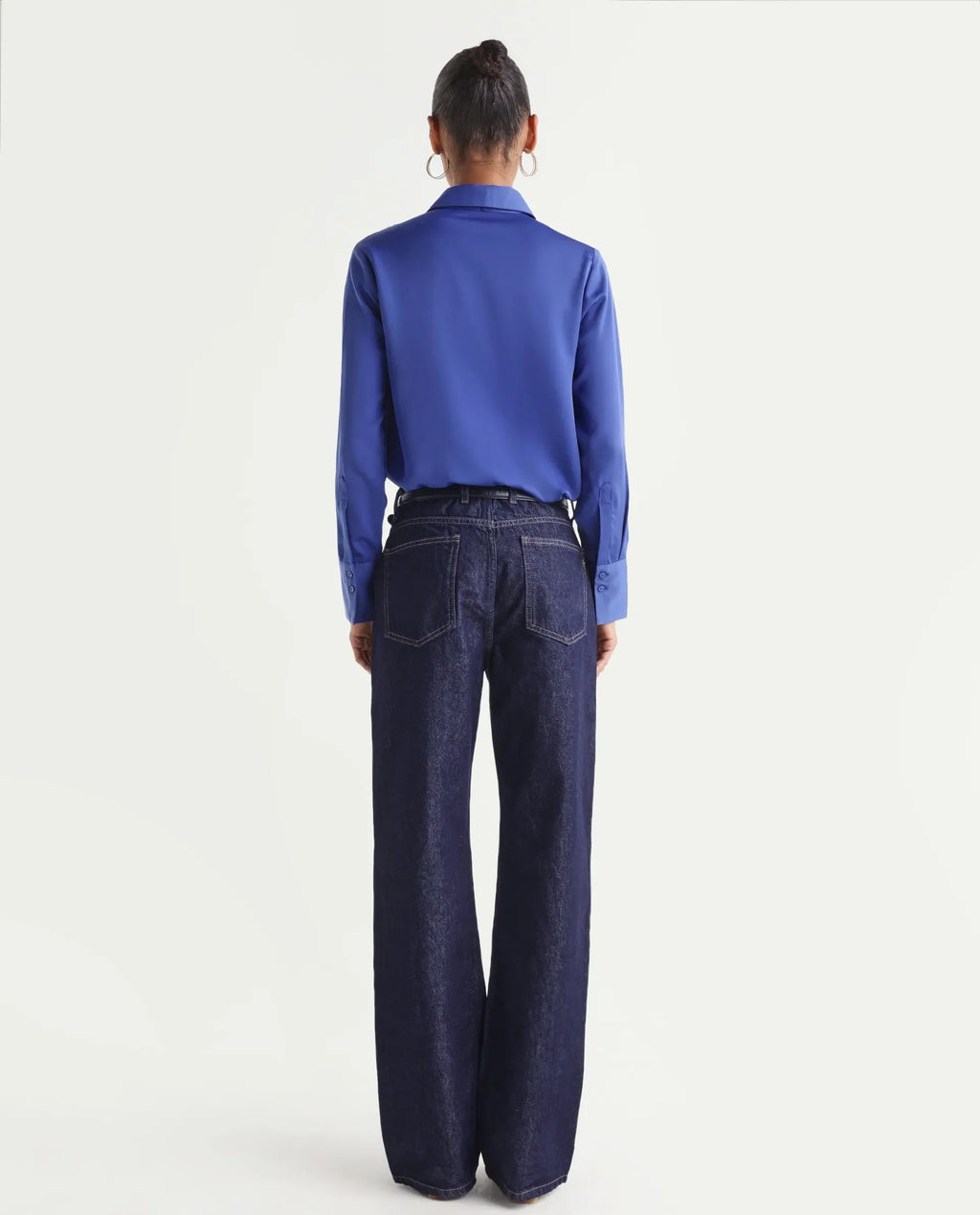 Rareism Women's Starlin Dark Navy Cotton Blend Straight Fit Plain Jeans