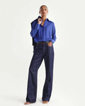 Rareism Women's Starlin Dark Navy Cotton Blend Straight Fit Plain Jeans