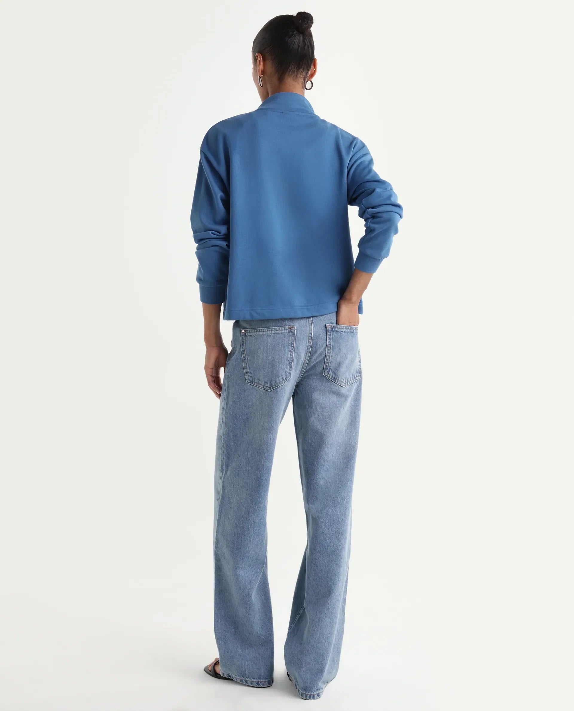 Rareism Women's Regara Light Blue Cotton Regular Fit Plain Jeans