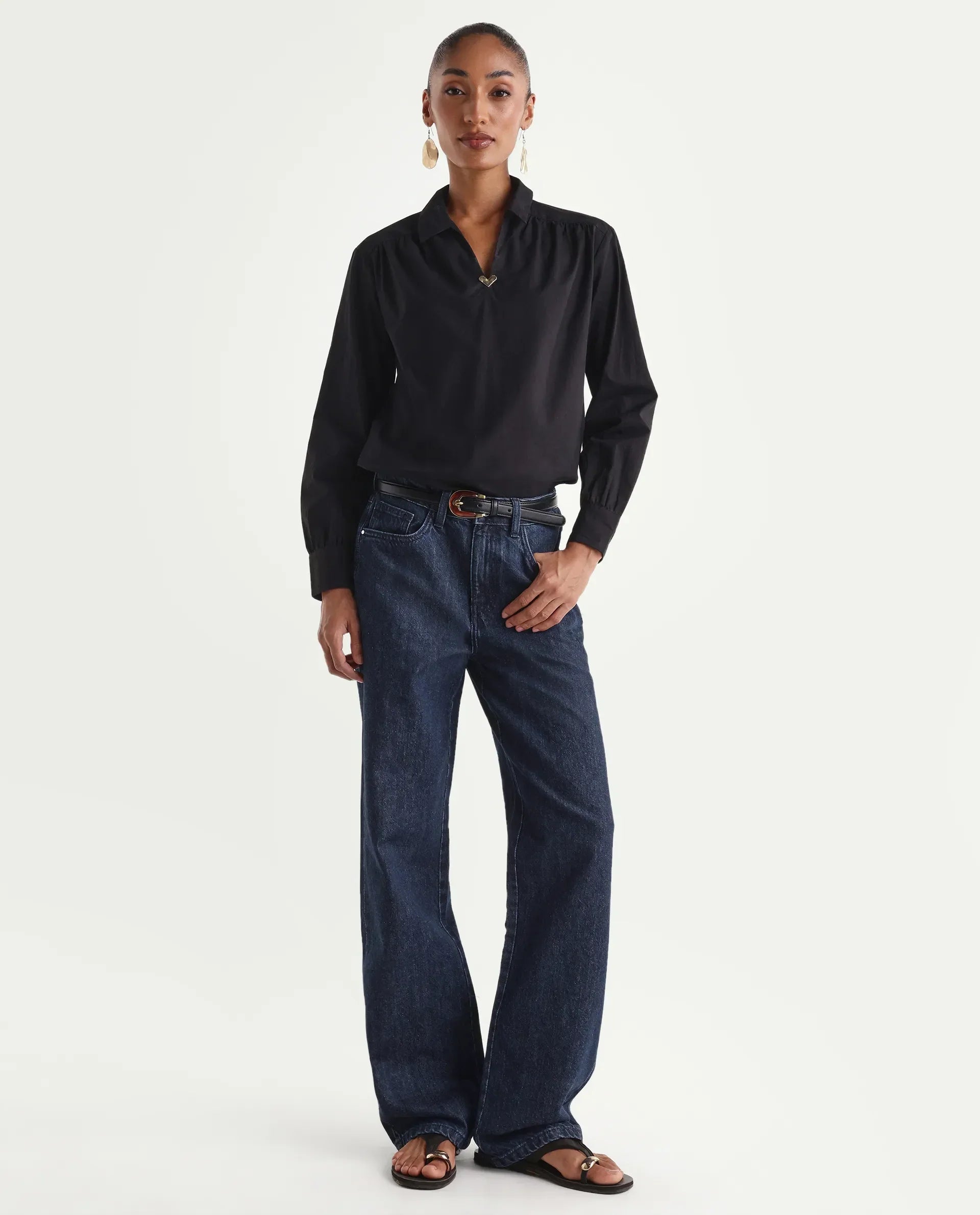 Rareism Women's Reglin Dark Blue Cotton Regular Fit Plain Jeans