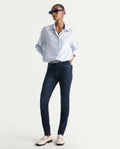 Rareism Women's Skenyom Blue Cotton Blend Skinny Fit Plain Jeans