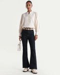 Rareism Women's Benon Dark Navy Cotton Blend Bootcut Plain Jeans
