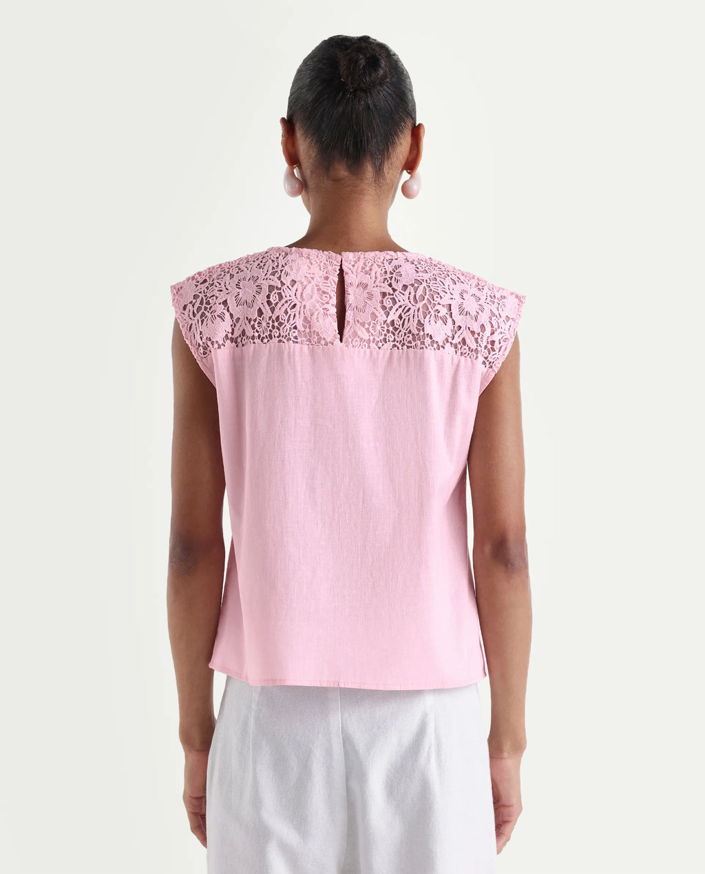 Rareism Women's Hige Light Pink Cotton Crew Neck Regular Plain Top