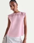 Rareism Women's Hige Light Pink Cotton Crew Neck Regular Plain Top