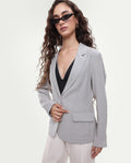 Rareism Women's Diza Grey Plain Viscose Blend Regular Long Sleeves Blazer