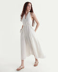 Rareism Women's Domaxa Off White Plain Viscose Blend Fit And Flare Sleeveless Dress