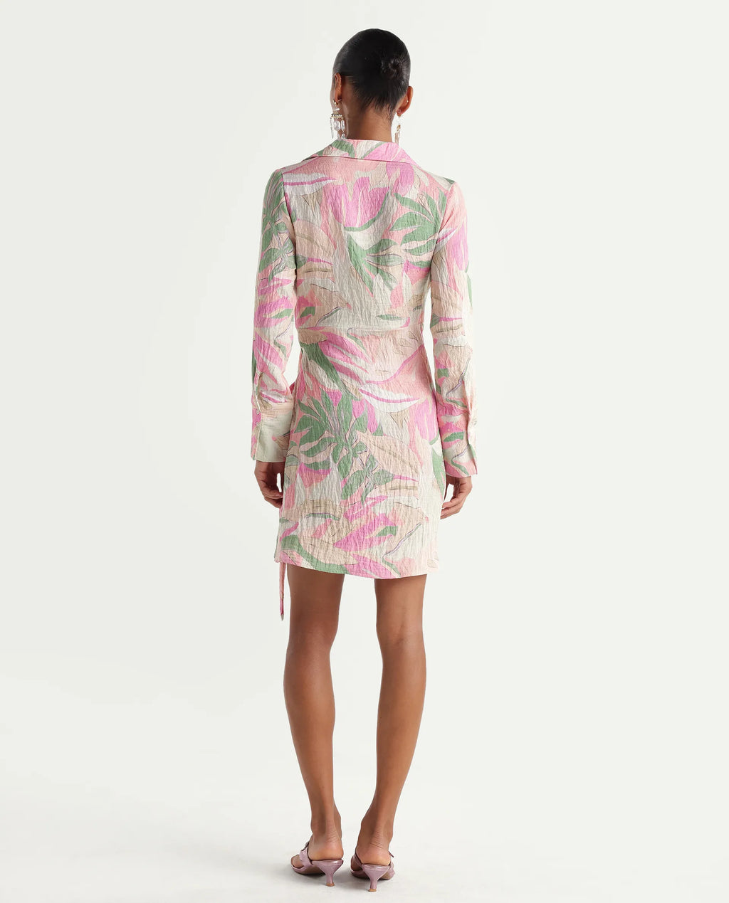 Rareism Women's Hiro Multi Viscose Blend Johnny Collar Wrap Abstract Print Dress