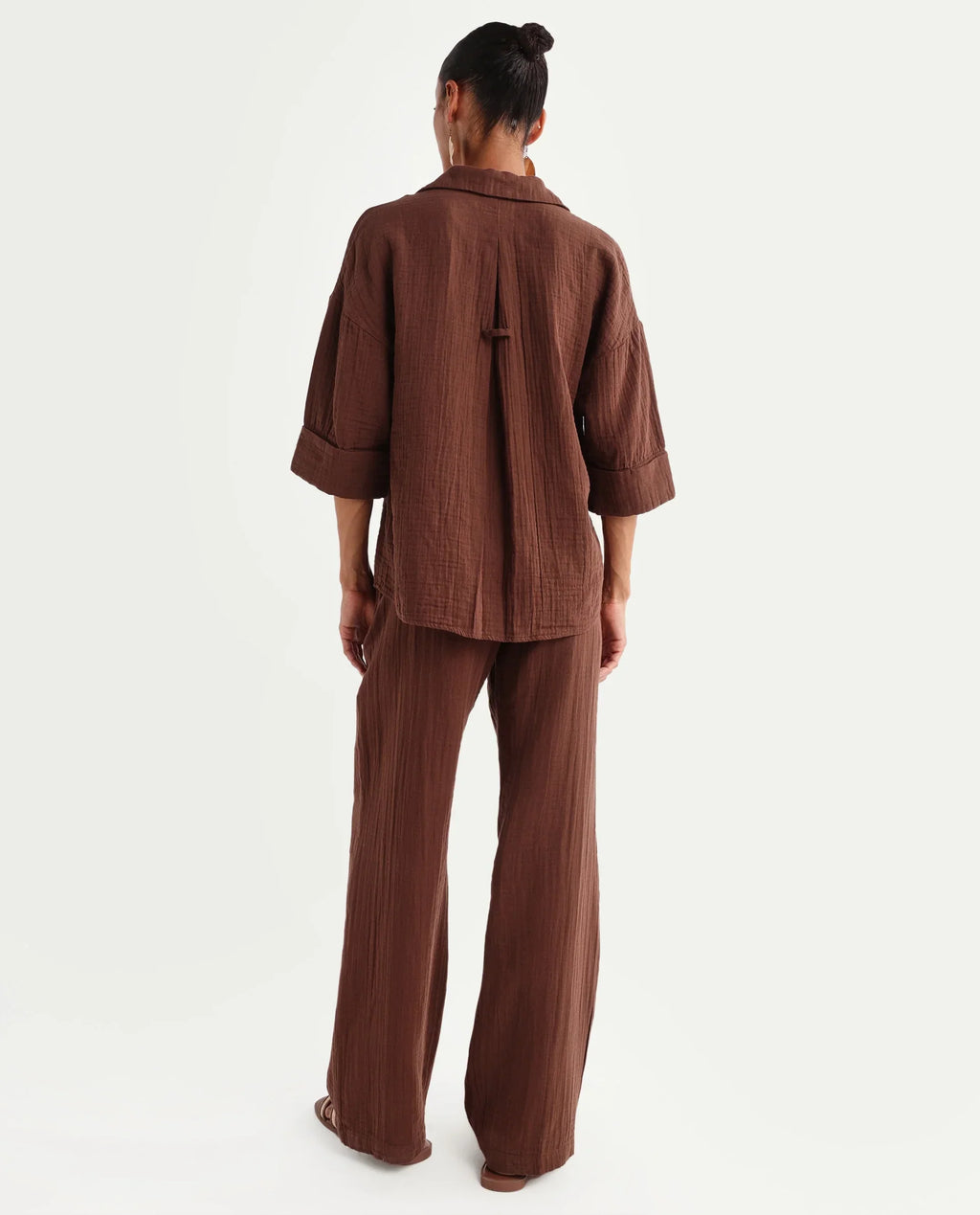 Rareism Women's Rudoc-B Brown Cotton Relaxed Plain Trouser