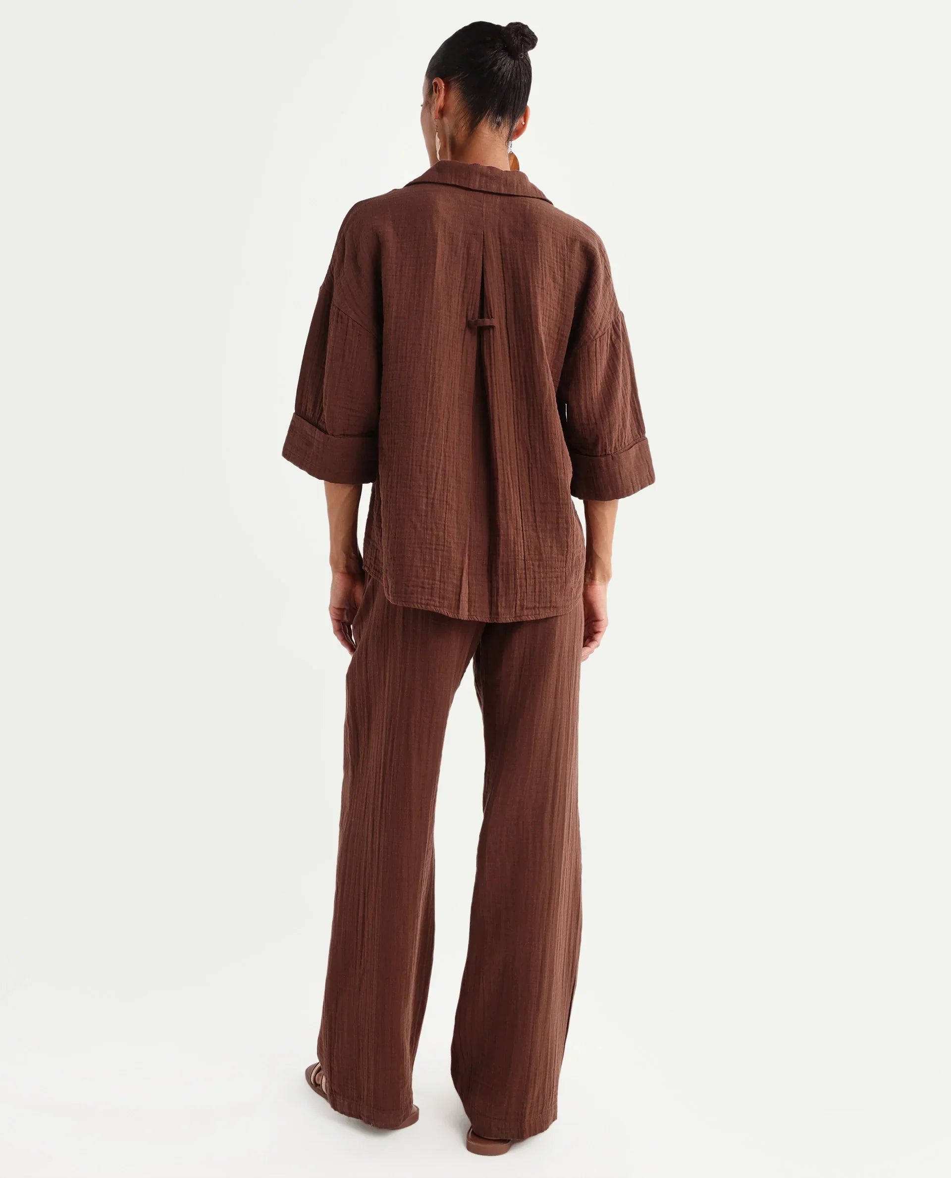 Rareism Women's Rudoc-B Brown Cotton Relaxed Plain Trouser