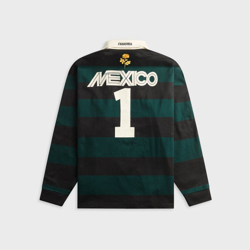adidas x Willy Chavarria Long Sleeve Rugby Shirt - Black / Aurora Ivy