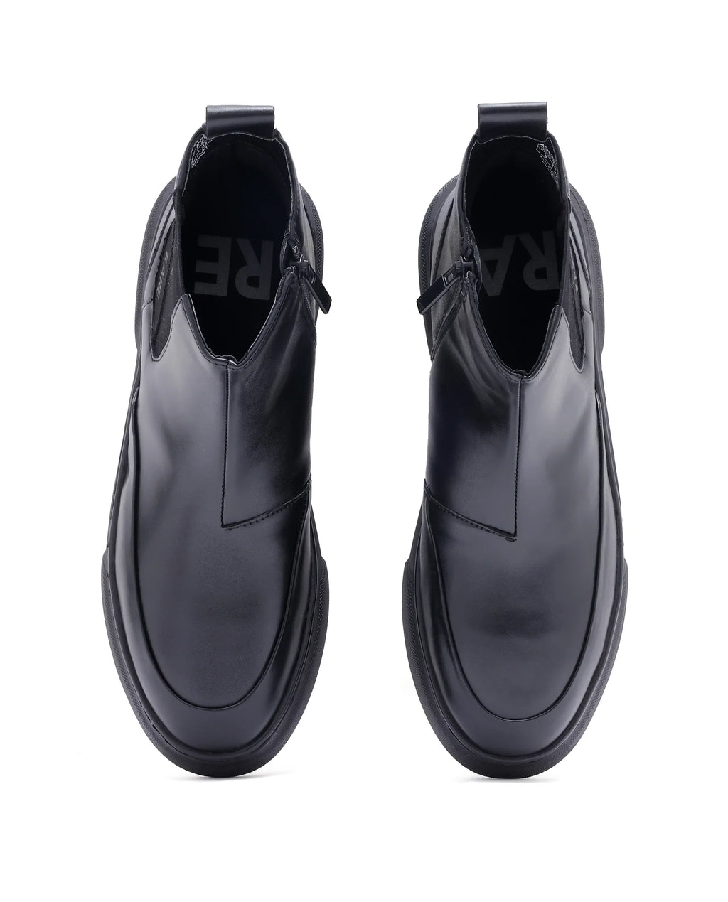 Rare Rabbit Men Aerodon Black Genuine Leather Zipper Closure High-Top Boot Sneaker