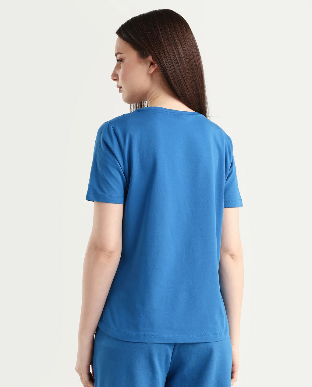 Rareism Women's Light Weight High Stretch 180 Gsm Cotton Crew Neck Plain Regular Fit T-Shirt