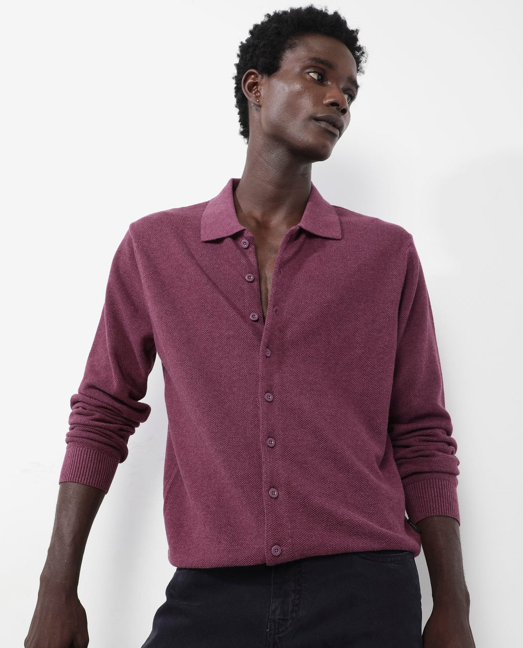 Rare Rabbit Men's Alias-N Dusky Purple Cotton Plain Regular Fit Full Sleeve Collared Shirt