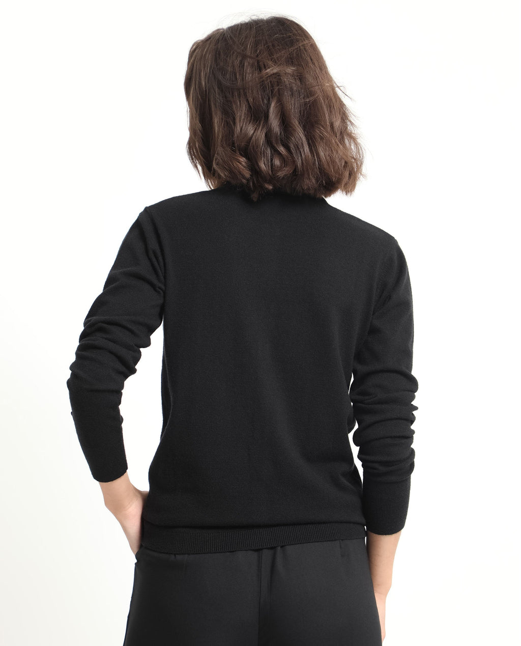 Rareism Women's Alle Black Viscose Crew Neck Plain Regular Fit Sweater