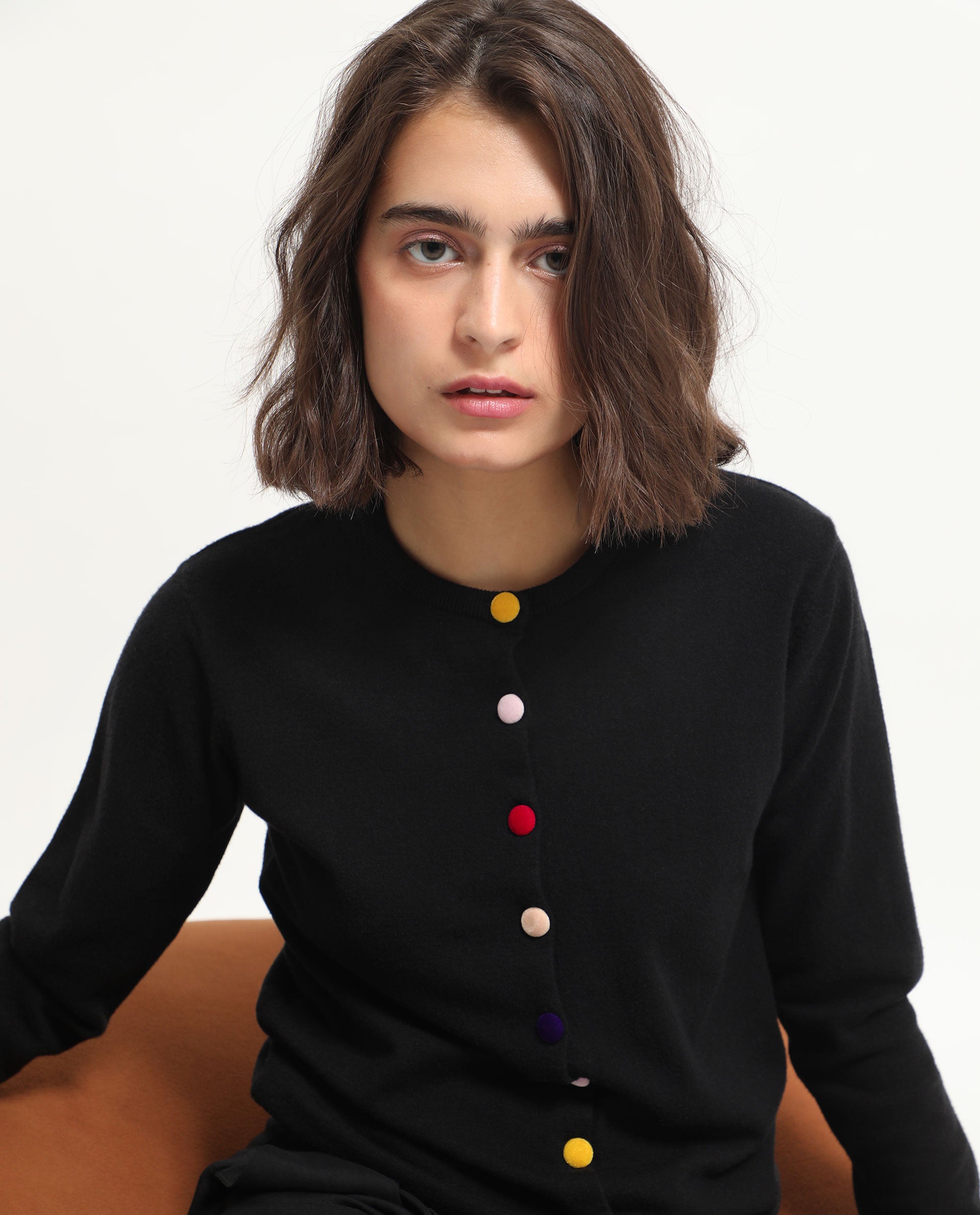 Rareism Women's Alle Black Viscose Crew Neck Plain Regular Fit Sweater