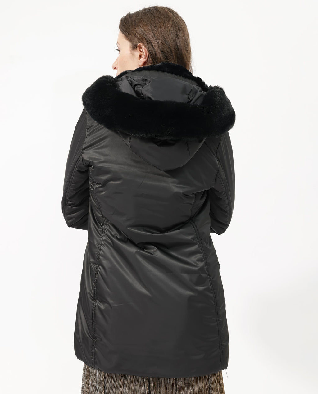Rareism Women's Angena Black Polyester Hooded Plain Regular Fit Jacket