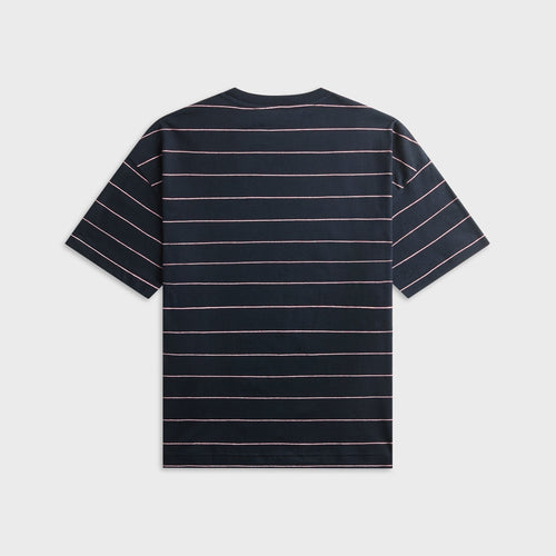A.P.C. Loose Tee with Pink Stripes - Marine Blue