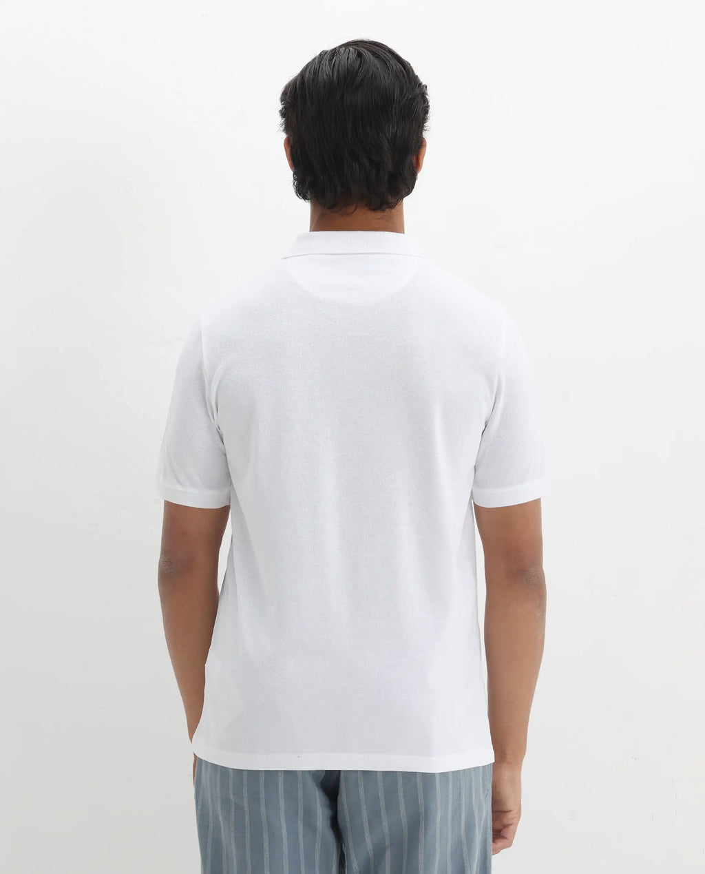 Rare Rabbit Men's Ark White Cotton Plain Regular Fit Half Sleeve Polo