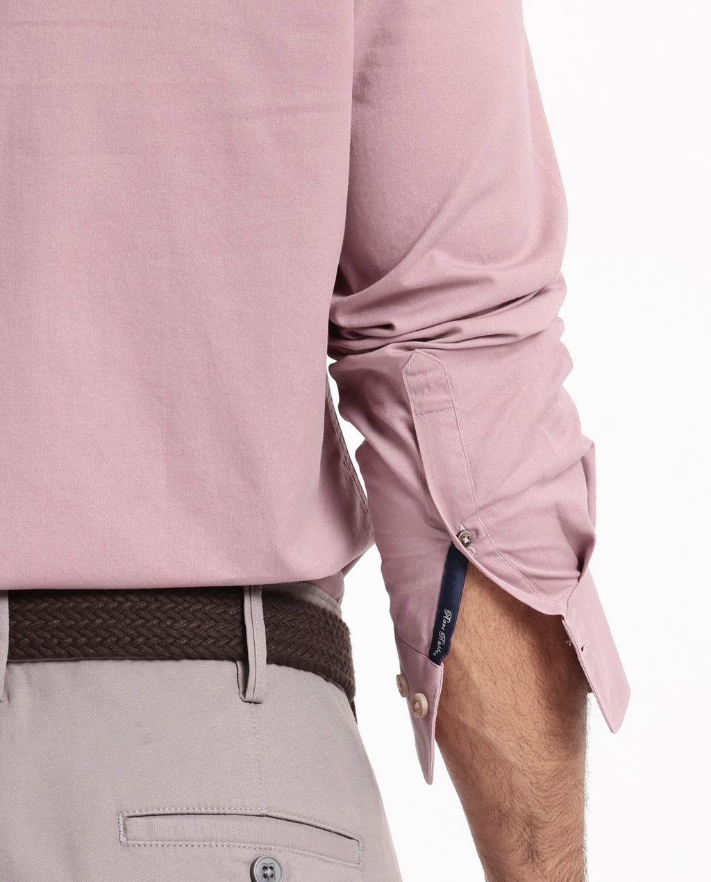 Rare Rabbit Men's Dusky Pink Cotton Plain Regular Fit Full Sleeve Collared Shirt