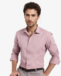 Rare Rabbit Men's Dusky Pink Cotton Plain Regular Fit Full Sleeve Collared Shirt