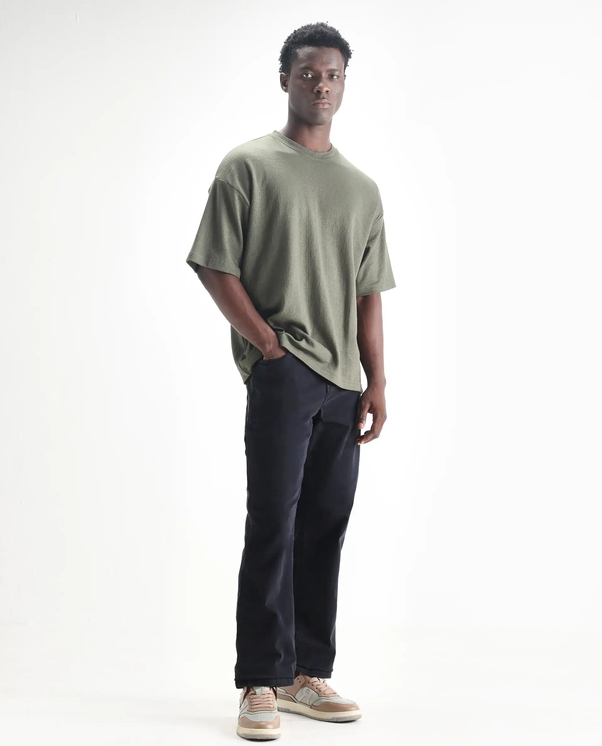 Rare Rabbit Men's Arni Navy Cotton Plain Carpenter Fit Jeans