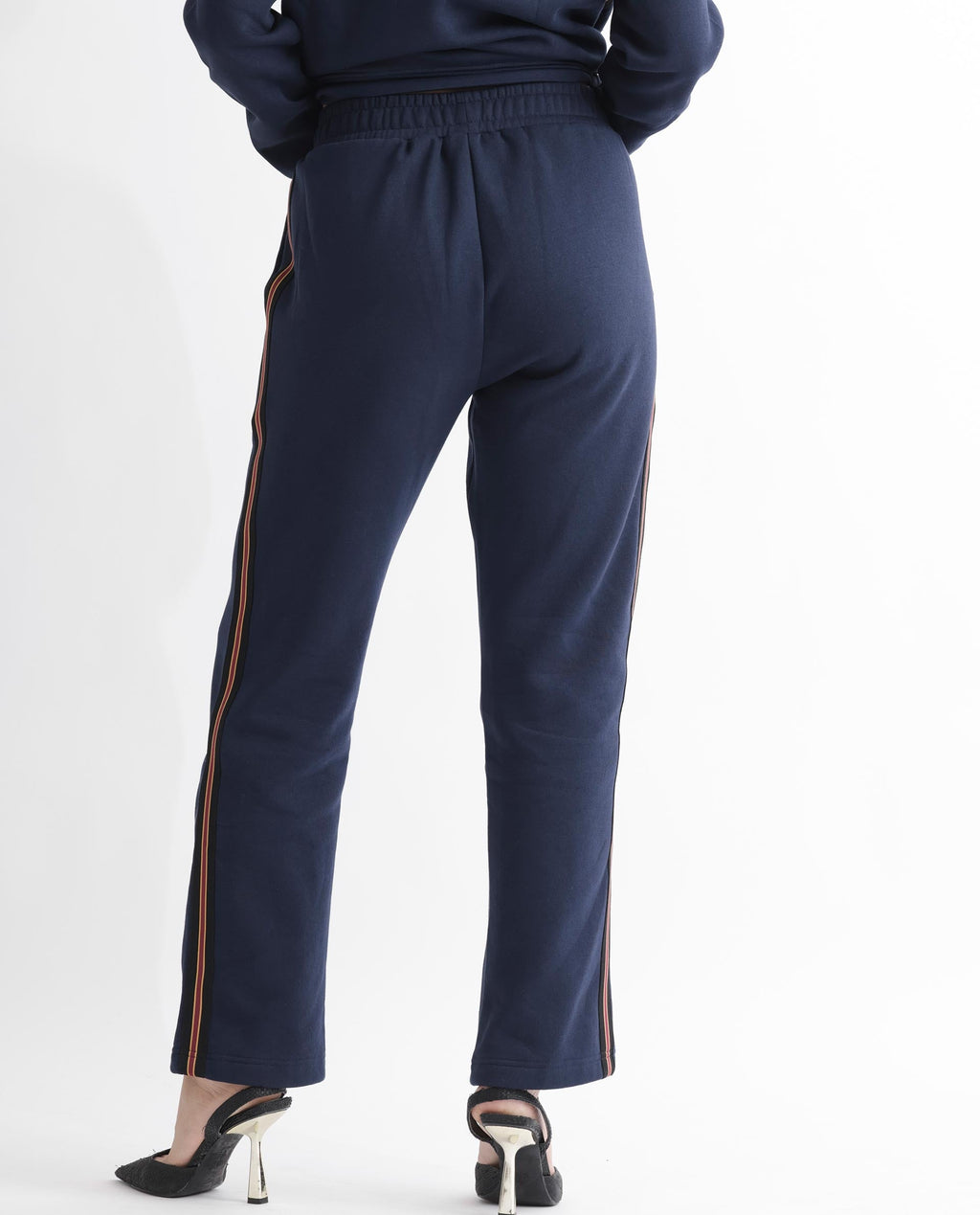 Rareism Women's Fronk Navy Polyester Blend Plain Ankle Length Tailored Track Pant
