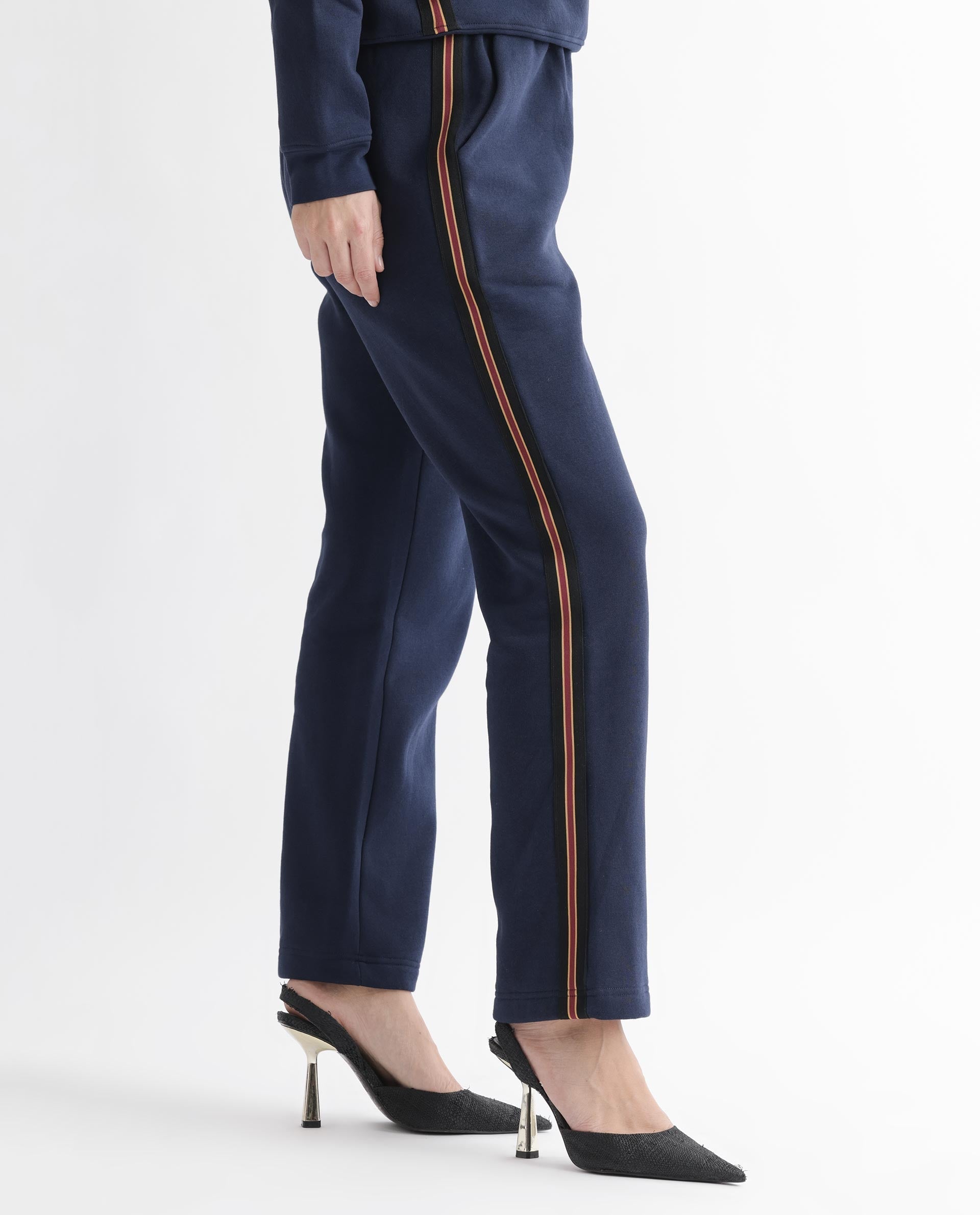 Rareism Women's Fronk Navy Polyester Blend Plain Ankle Length Tailored Track Pant