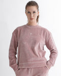 Rareism Women's Micolo Dusky Pink Cotton Blend Crew Neck Graphic Print Cuffed Sleeve Regular Fit Sweatshirt