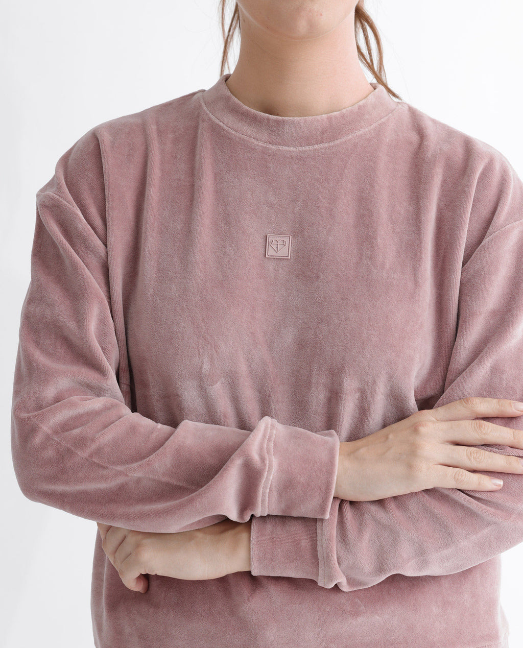 Rareism Women's Micolo Dusky Pink Cotton Blend Crew Neck Graphic Print Cuffed Sleeve Regular Fit Sweatshirt