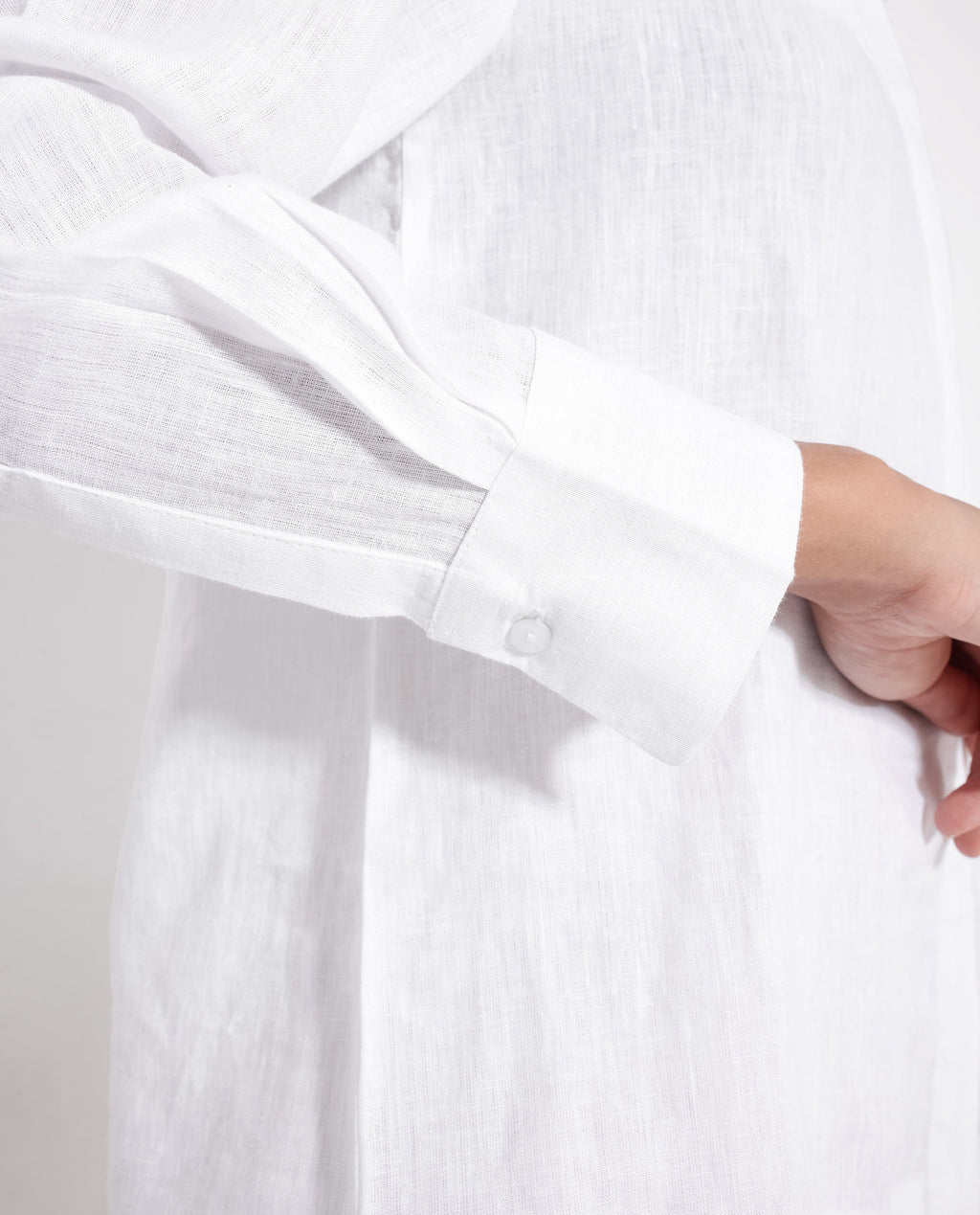 Rareism Women's Aruba White Cotton Linen Drop Collar Plain Cuffed Sleeve Regular Fit Shirt