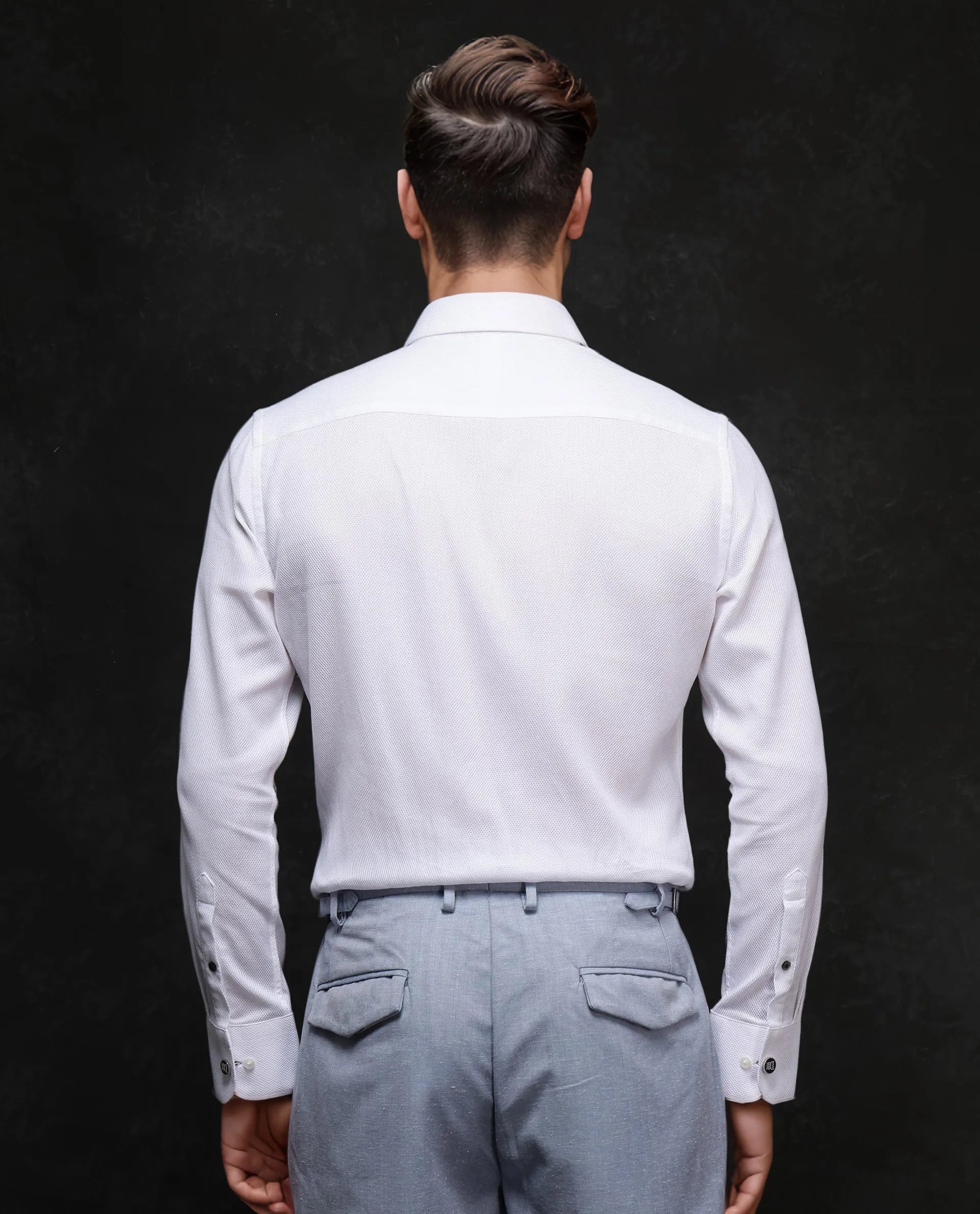 Rare Rabbit Men's Astron-1 White Cotton Plain Regular Fit Full Sleeve Collared Shirt
