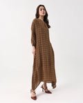 Rareism Women's Avikan Mustard Viscose Crew Neck Relaxed Fit Dress