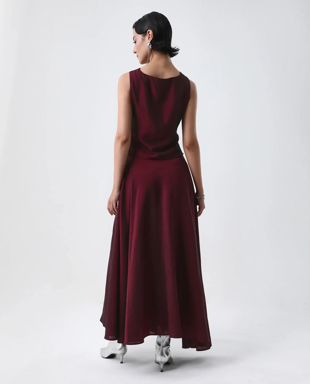Rareism Women's Avinij B Maroon Polyester Flared Skirt