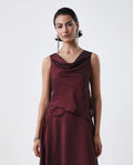 Rareism Women's Avnij T Maroon Polyester Cowl Top